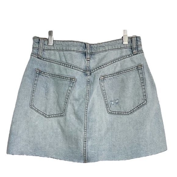 Free People Mini Jean Skirt Button Fly Distressed Sz 28 EUC - Picture 4 of 11